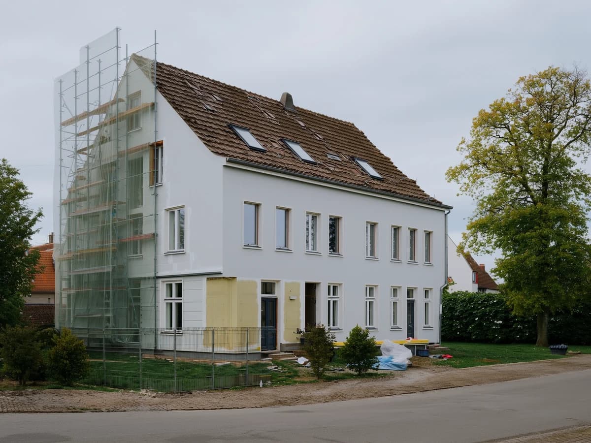 German residential building under modernisation, illustrating the financing of works on a property you already own